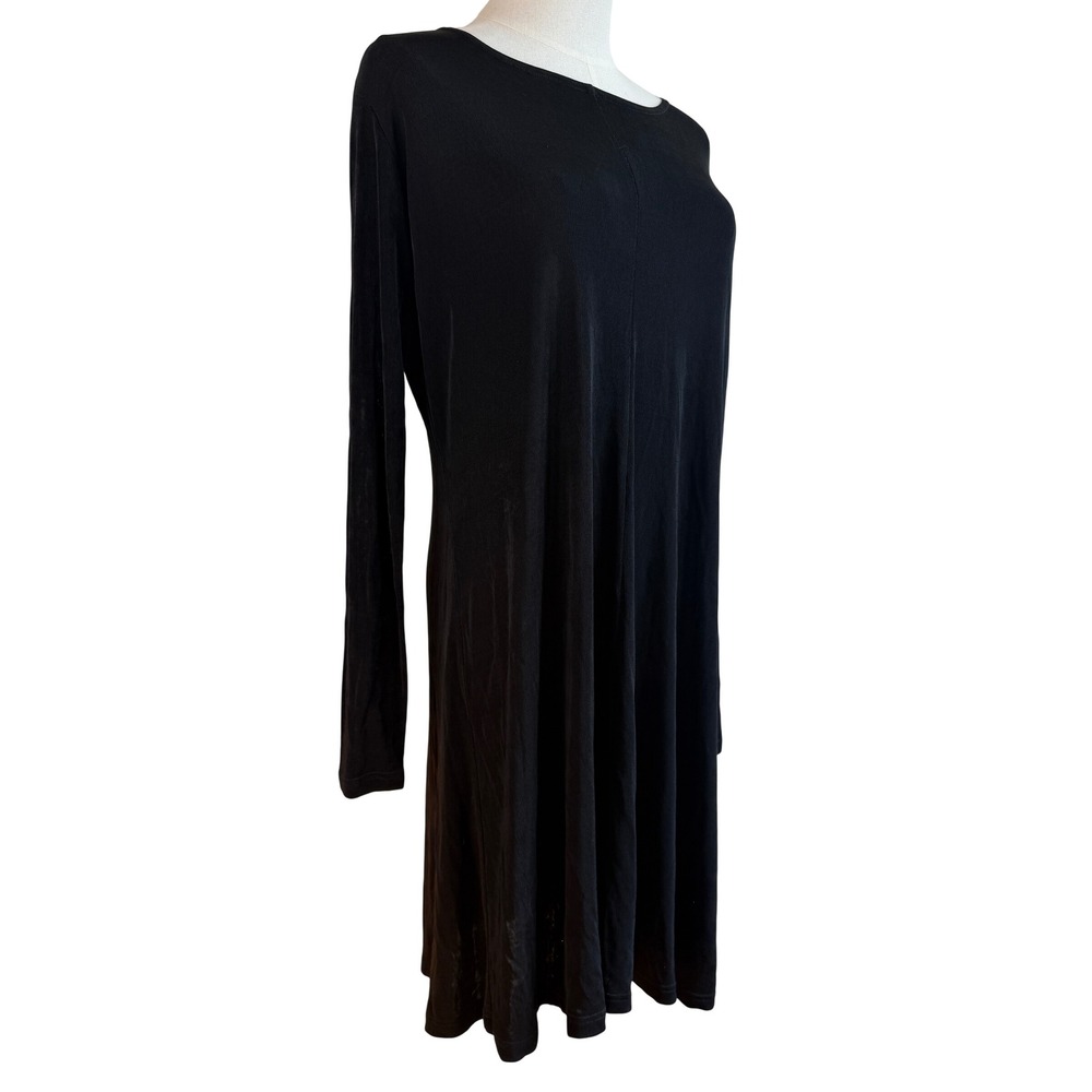 FLAX by Jeanne Engelhart Shift Dress Womens Medium Black Long Sleeve